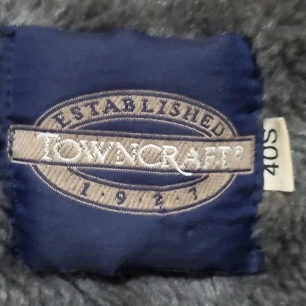 Penneys Towncraft Mens Dress Coat 40S Green Faux Fur Collar Lined Mid Length USA